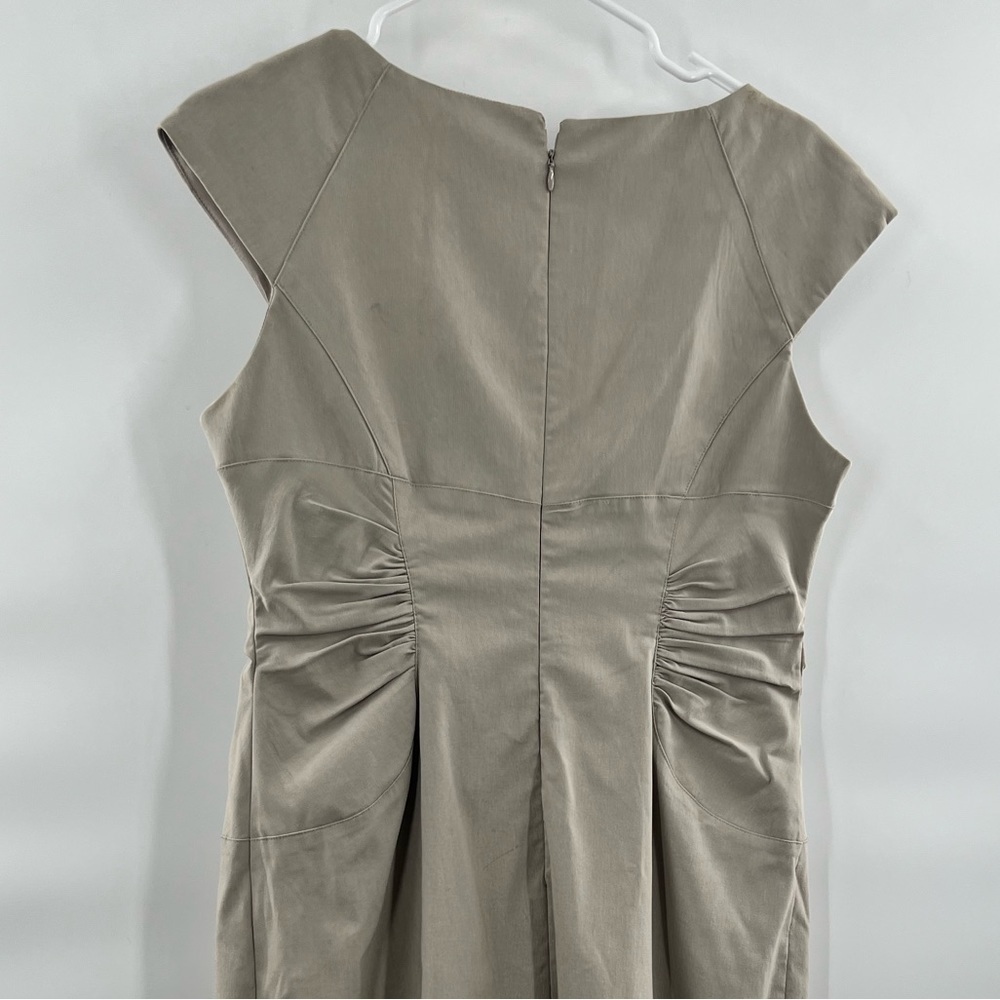 Adrianna Papell brown dress embellishment neckline short sleeve ruched waist 12P - Picture 6 of 7